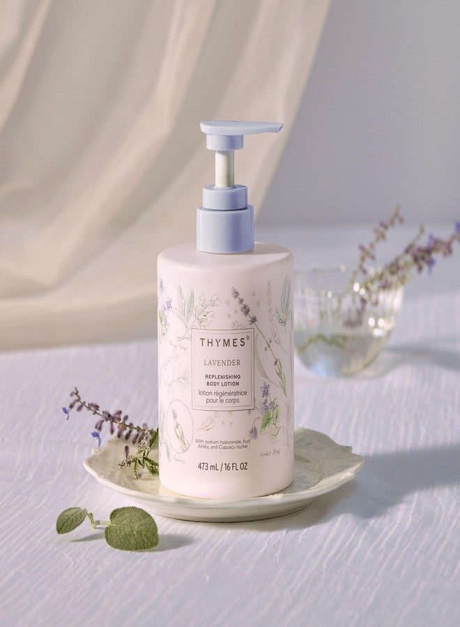 Thymes Large Replenishing Body Lotion - Moisturizing Body Lotion for Dry Skin - Scented with Notes of Velvety Lavender, Warm Rosewood, Fresh Clary Sage, & Earthy Violet (Lavender, 16 fl oz - Image 2