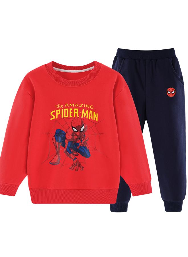 Disney Marvel Spider-man Children's Sweater Suit New Two-piece Boys' Captain America Children's Clothing Fashion 