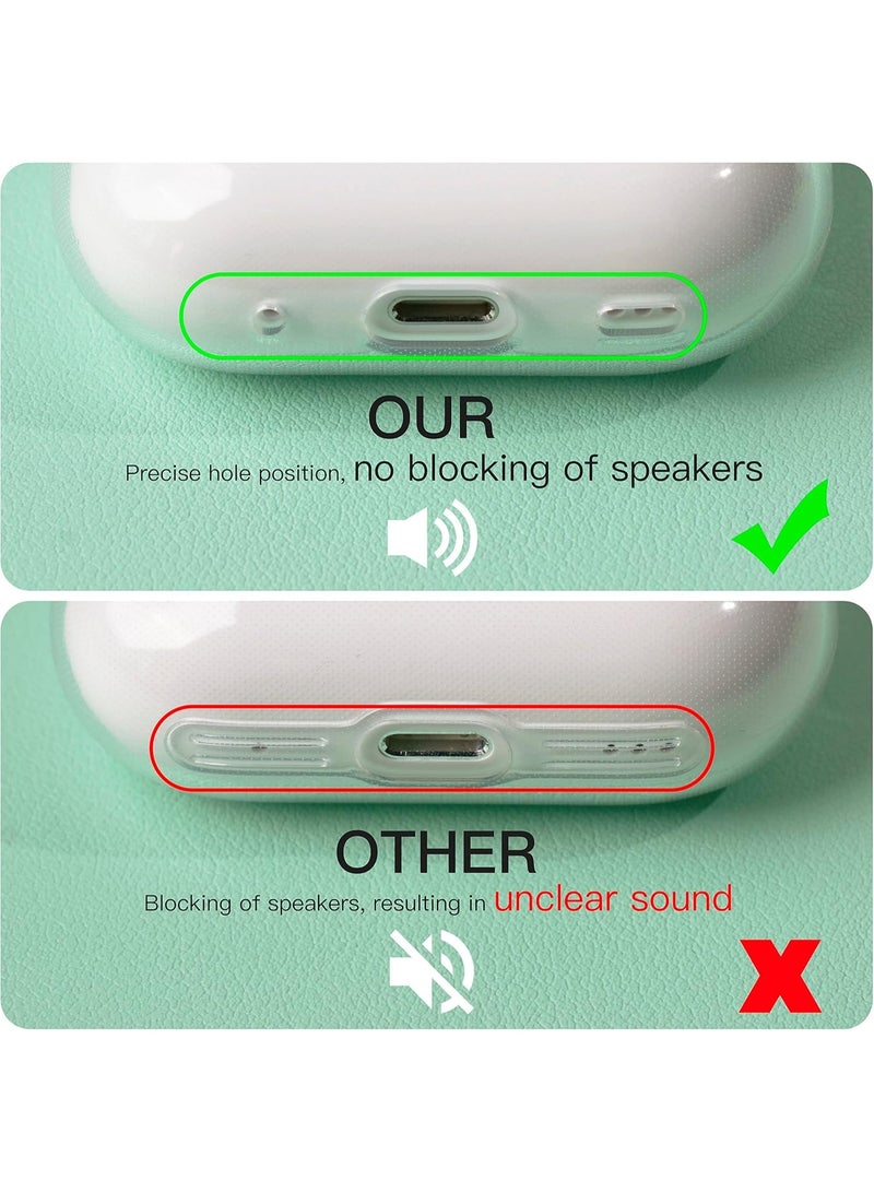 Clear Soft TPU Case for AirPods Pro 2nd / 1st Generation (2019/2022/2023) – Anti-Yellowing Protective Cover with Lanyard, [Front LED Visible], Shockproof Slim Case Compatible with Wireless Charging - Image 4