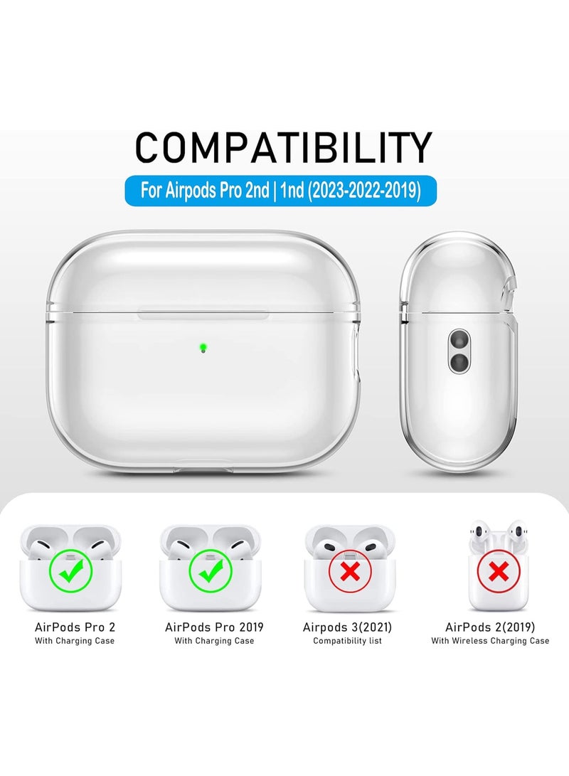 Clear Soft TPU Case for AirPods Pro 2nd / 1st Generation (2019/2022/2023) – Anti-Yellowing Protective Cover with Lanyard, [Front LED Visible], Shockproof Slim Case Compatible with Wireless Charging - Image 2