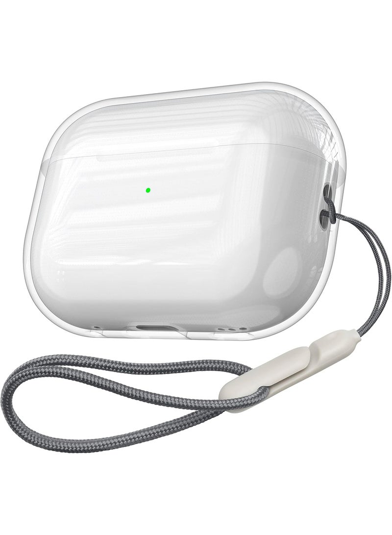 Clear Soft TPU Case for AirPods Pro 2nd / 1st Generation (2019/2022/2023) – Anti-Yellowing Protective Cover with Lanyard, [Front LED Visible], Shockproof Slim Case Compatible with Wireless Charging - Image 1