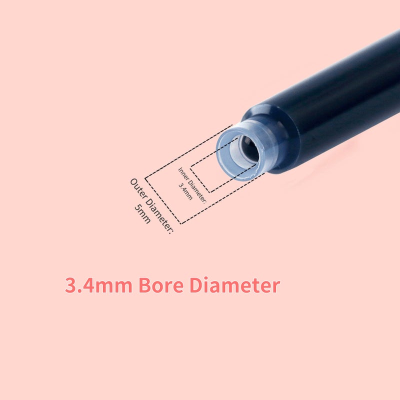 100 Pieces Fountain Pen Ink Cartridges Dark Blue Color Ink Refill Cartridge with 3.4 mm Bore Diameter for Office School Student Writing Stationery Supplies - Image 4