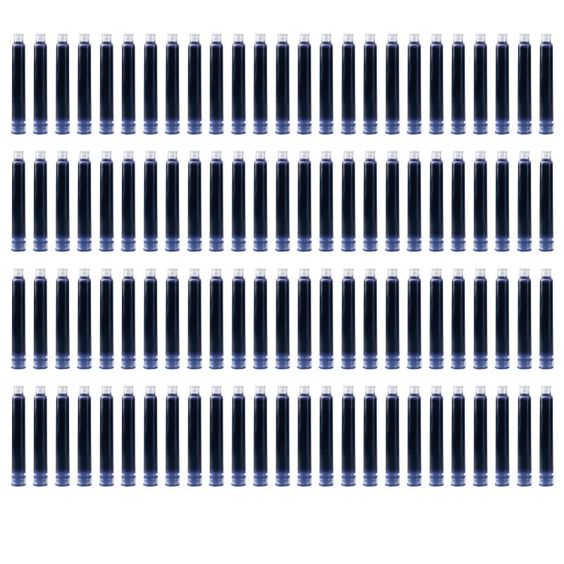 100 Pieces Fountain Pen Ink Cartridges Dark Blue Color Ink Refill Cartridge with 3.4 mm Bore Diameter for Office School Student Writing Stationery Supplies - Image 1