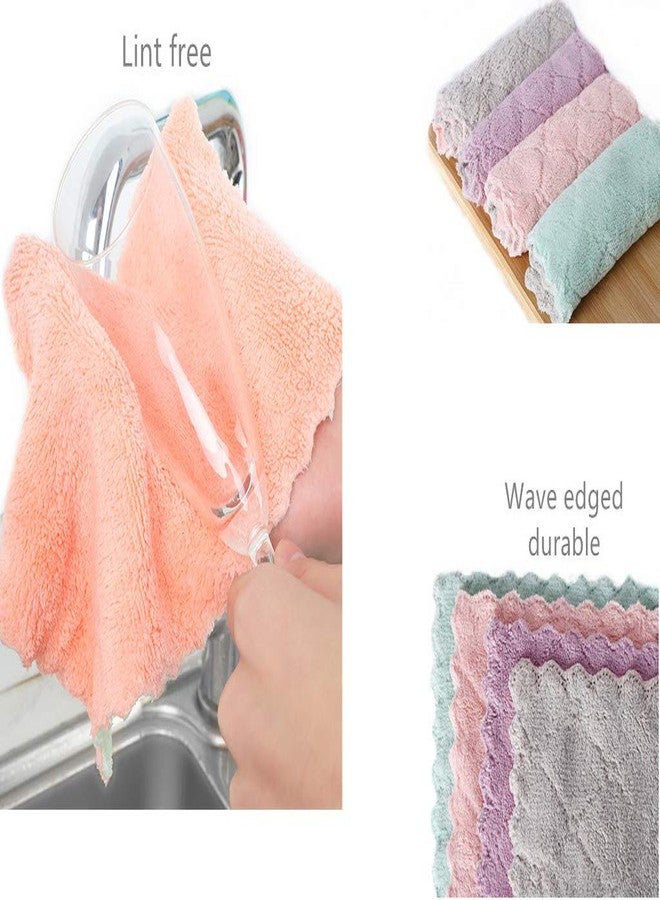 yaocoral 15 Pack Microfiber Cleaning Cloth Double-Sided Kitchen Towel Dish Towels Lint Free Cleaning Rags Reusable Microfiber Dish Cloths Dish Rags for Kitchen Cleaning(4 Color) - Image 4