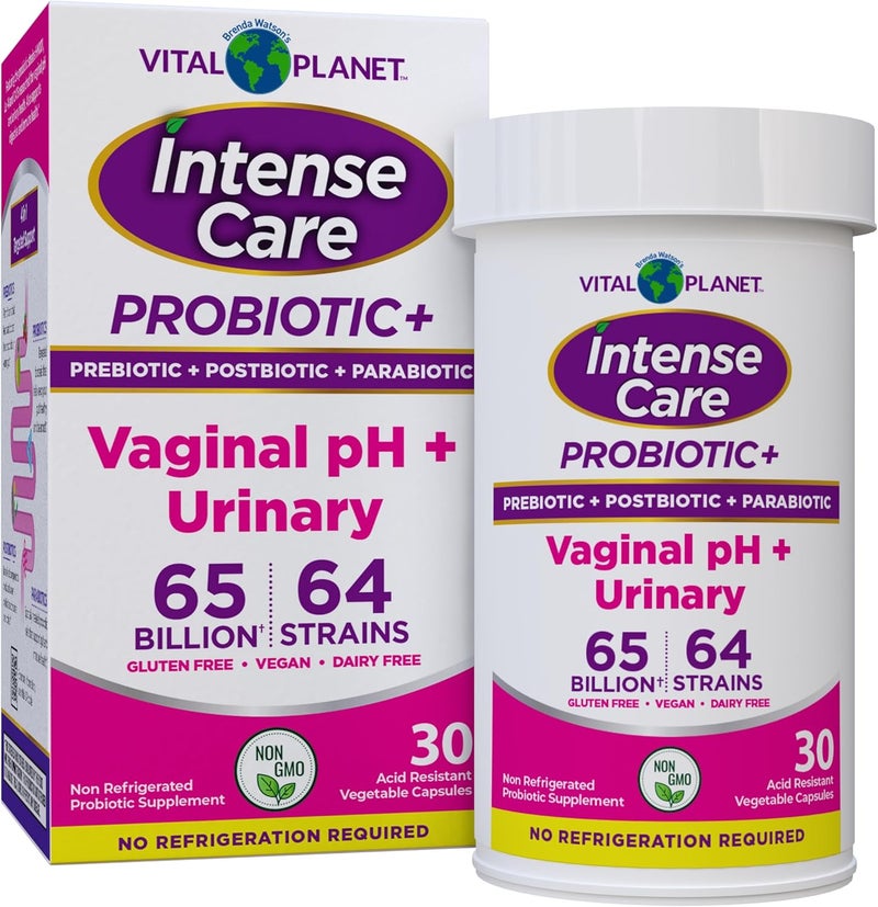 Vital Planet  Intense Care Vaginal pH  Urinary Probiotics for Women Plus Organic Prebiotics Postbiotics and Parabiotics 65 Billion CFU and 64 Strains Immune and Digestive Health 30 ct - Image 1