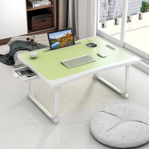 Tarkan Portable Folding Laptop Desk for Bed, Lapdesk with Handle, Drawer, Cup & Mobile/Tablet Holder for Study, Eating, Work (Green) - Image 1