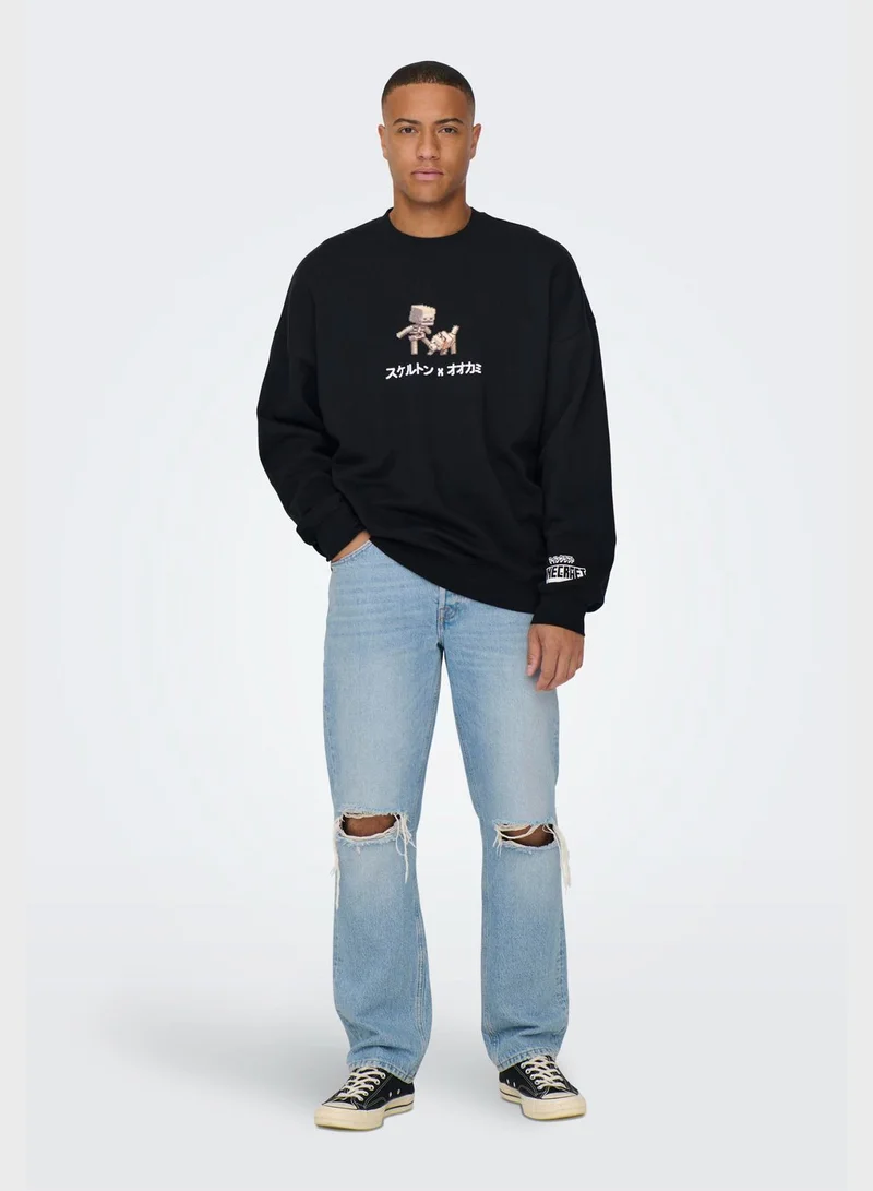Only & Sons Graphic Crew Neck Sweatshirt