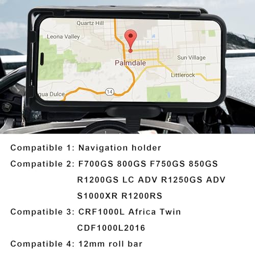 MDPROMCP حامل هاتف دراجة نارية MDPROMCP R1200GS مع شاحن USB مزدوج، حامل هاتف محمول، حامل ملاحة GPS متوافق مع F700GS F800GS R1200GS R1250GS CRF1000L Africa Twin 12MM رول بار - Image 2