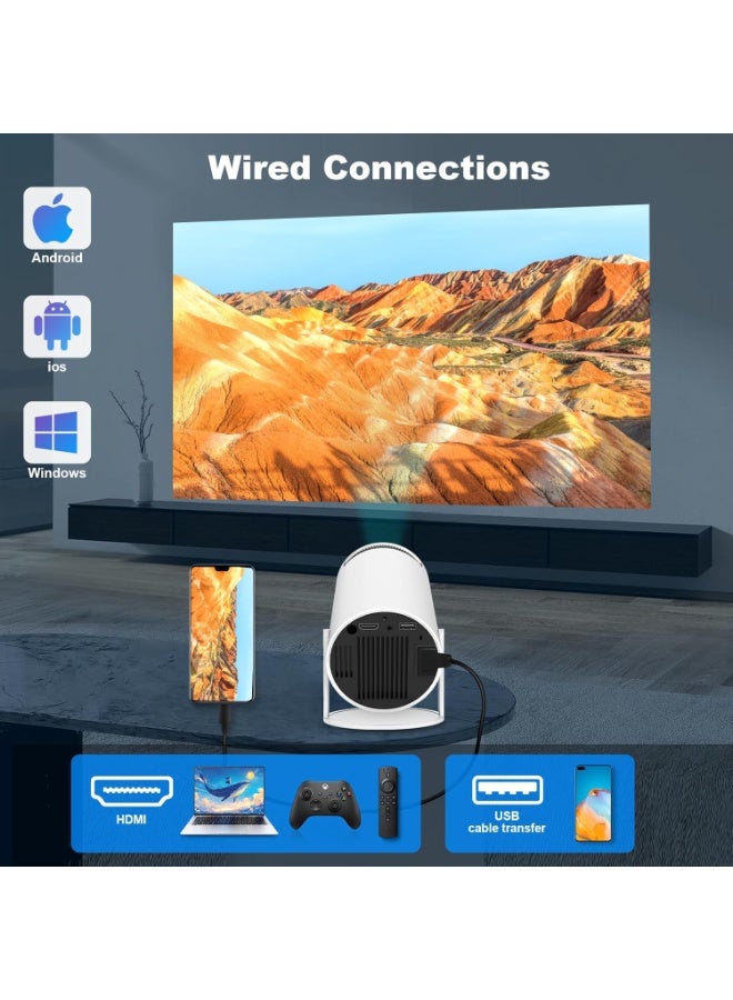 Smartberry HY300 Android 5G WiFi Smart Mini Projector, 1280x720P HD Portable Home & Office Video Projector - White  - Image 3