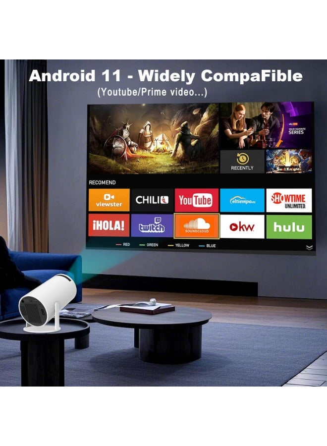 Smartberry HY300 Android 5G WiFi Smart Mini Projector, 1280x720P HD Portable Home & Office Video Projector - White  - Image 4