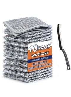 10 Pack Non-Scratch Wire Dishcloth & Gaps Cleaning Brush, Multipurpose Wire Dishwashing Rags For Wet And Dry, Reusable, Wire Cleaning Cloth For Kitchen, Sinks (10 Cloth +1 Gap Brush) - pzsku/Z7586DB7016BF291DD883Z/45/_/1735817567/e02237ac-38b6-41a8-93d0-992761eee142