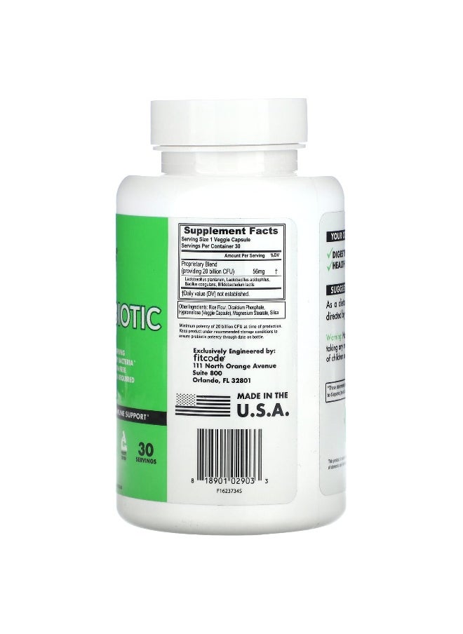 fitcode - fitcode, Probiotic, 30 Veggie Capsules - Image 1