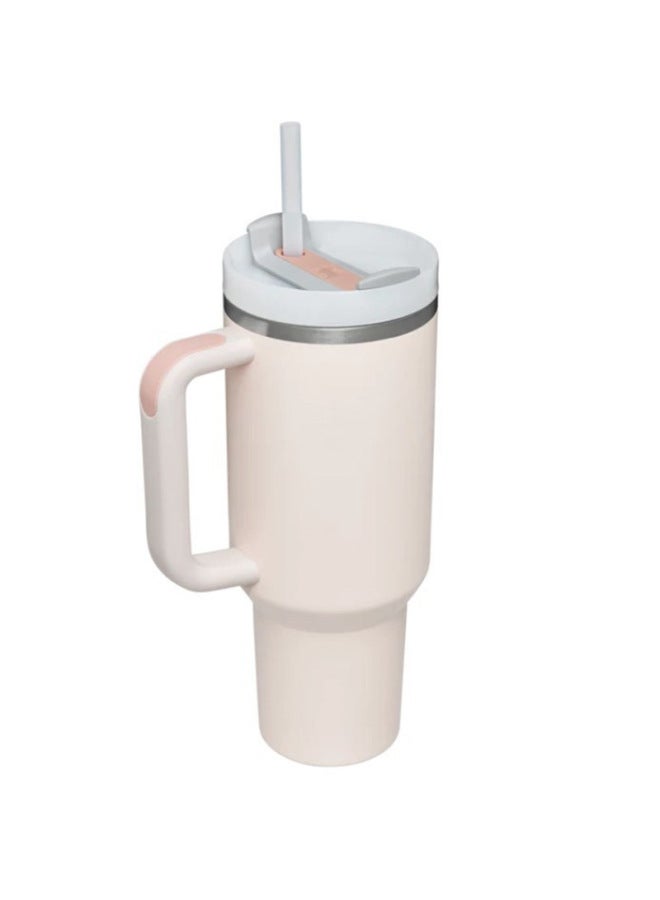 40oz Large-capacity Second-generation Car Cup 304 Stainless Steel Thermos Cup Portable With Handle Straw Ice Cup