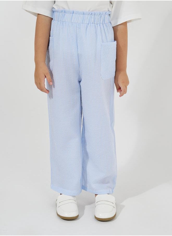 Styli Slogan Print Oversized T-Shirt & Striped Pants Set  - Image 5
