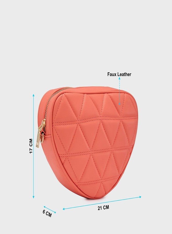 Caprese Hearty Sling Bag for Women (Small, Coral) - Image 3