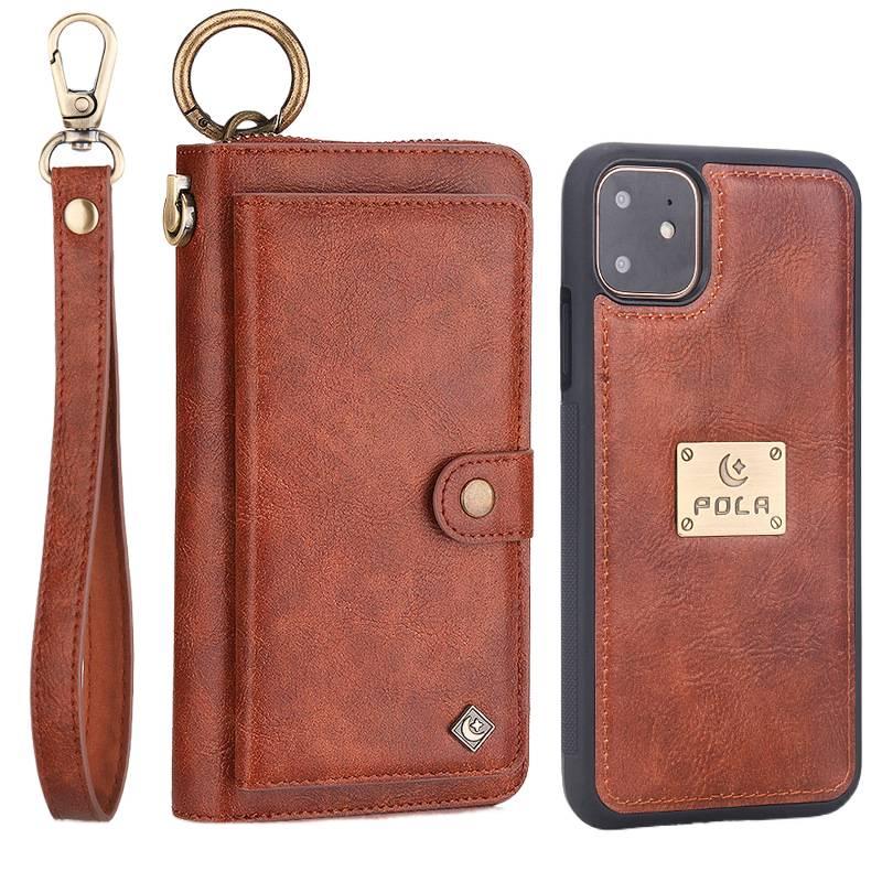 Phone Case | Vintage Pattern | Multi-functional Detachable Zipper | Cover for iPhone 12 | Brown - Image 1