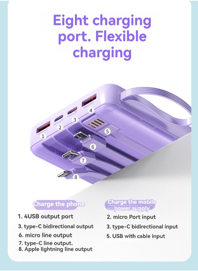 JEEJPV - Power bank comes with line 10000 mAh mobile phone fast charging outdoor portable power bank white - Image 1