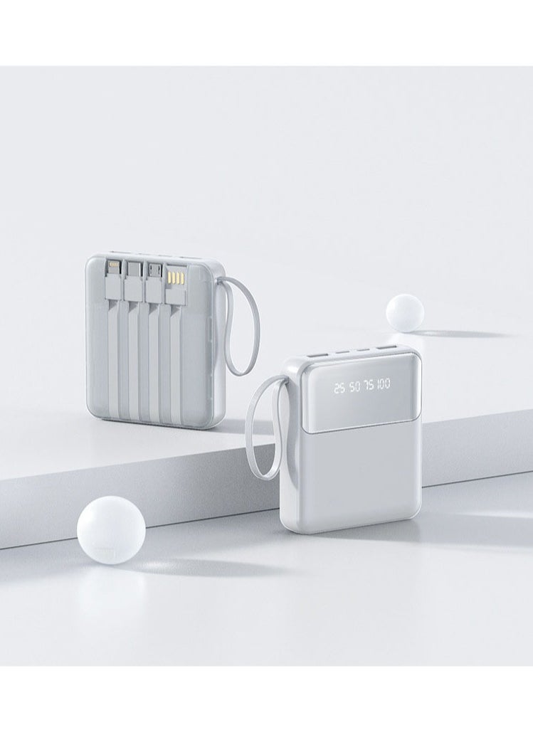 JEEJPV - Power bank comes with line 10000 mAh mobile phone fast charging outdoor portable power bank white - Image 1