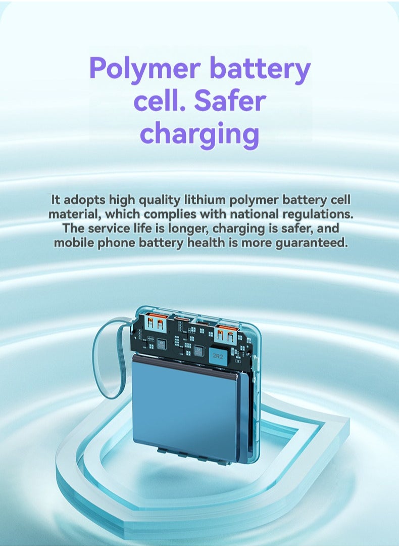 JEEJPV - Power bank comes with line 10000 mAh mobile phone fast charging outdoor portable power bank white - Image 1