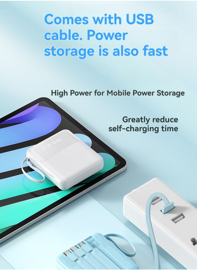JEEJPV - Power bank comes with line 10000 mAh mobile phone fast charging outdoor portable power bank white - Image 1