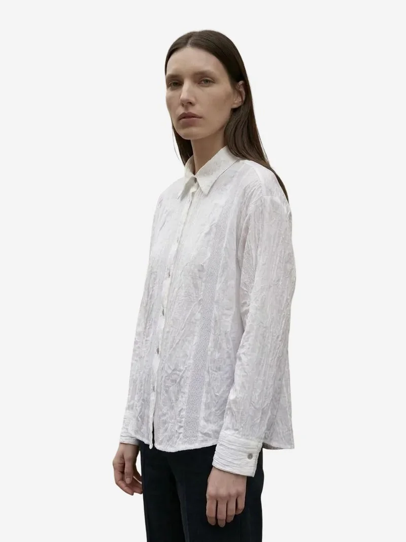 ماي فاشن MY FASHION Textured Woven Long Sleeve Button-Up Shirt