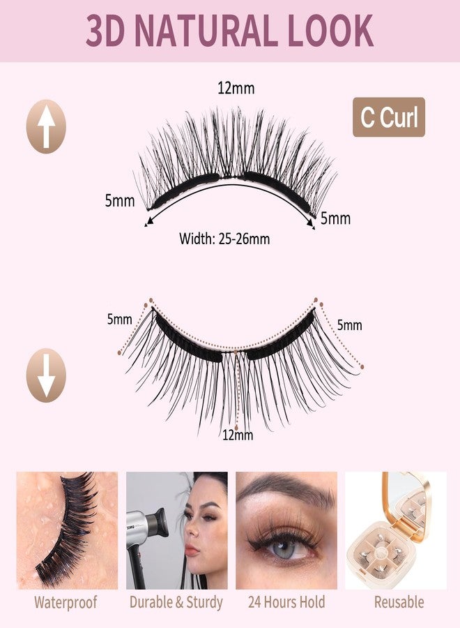 SIMER Magnetic Eyelashes without Eyeliner, Dual Magnets Eyelashes with Applicator, 4D Reusable No Eyeliner or Glue Needed, Soft & Natural Look Easy to Wear - Image 3