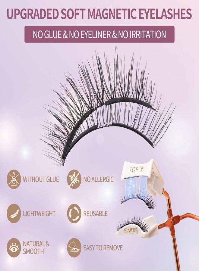 SIMER Magnetic Eyelashes without Eyeliner, Dual Magnets Eyelashes with Applicator, 4D Reusable No Eyeliner or Glue Needed, Soft & Natural Look Easy to Wear - Image 2