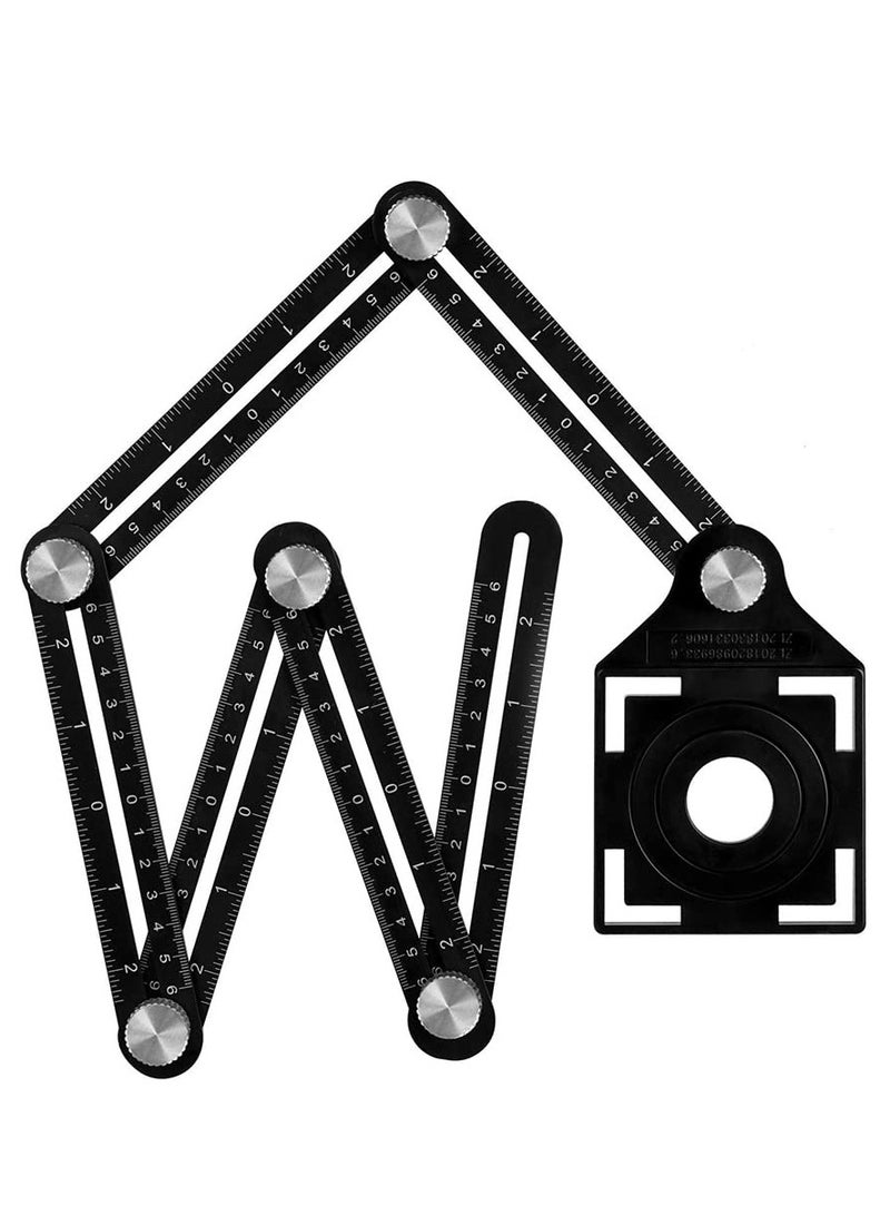 Multi Angle Measuring Ruler, Aluminum Alloy Template Tool Drill Guide Ceramic Tile Hole Punch Locator, 6 Fold Measuring Tool for DIY Handymen Builders Carpenters, Tilers, Craftsmen - Image 1