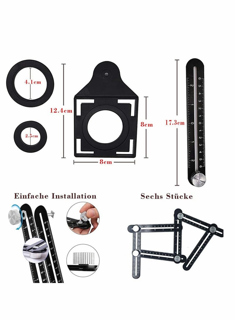 Multi Angle Measuring Ruler, Aluminum Alloy Template Tool Drill Guide Ceramic Tile Hole Punch Locator, 6 Fold Measuring Tool for DIY Handymen Builders Carpenters, Tilers, Craftsmen - Image 4