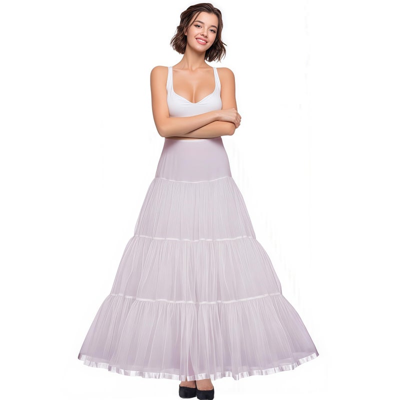 Shimaly Women's Floor Length Wedding Petticoat Long Underskirt for Formal Dress (XL-3XL, Ivory) - Image 4