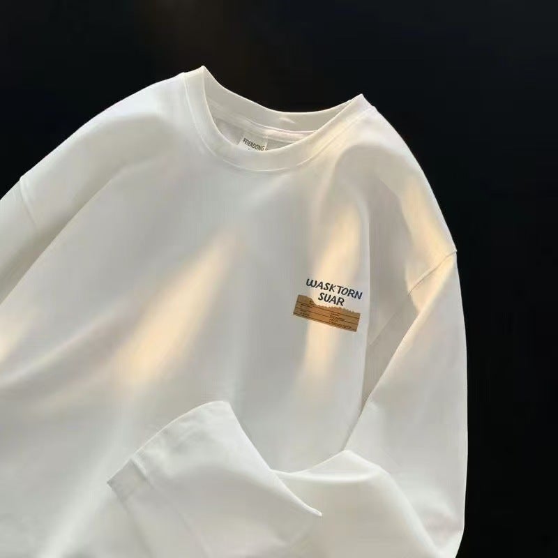 American Retro Long-Sleeved T-Shirts For Men And Women, Spring And Autum Tops, Loose Outer Wear, Bottoming Shirts, Handsome New Trendy Brands - Image 1