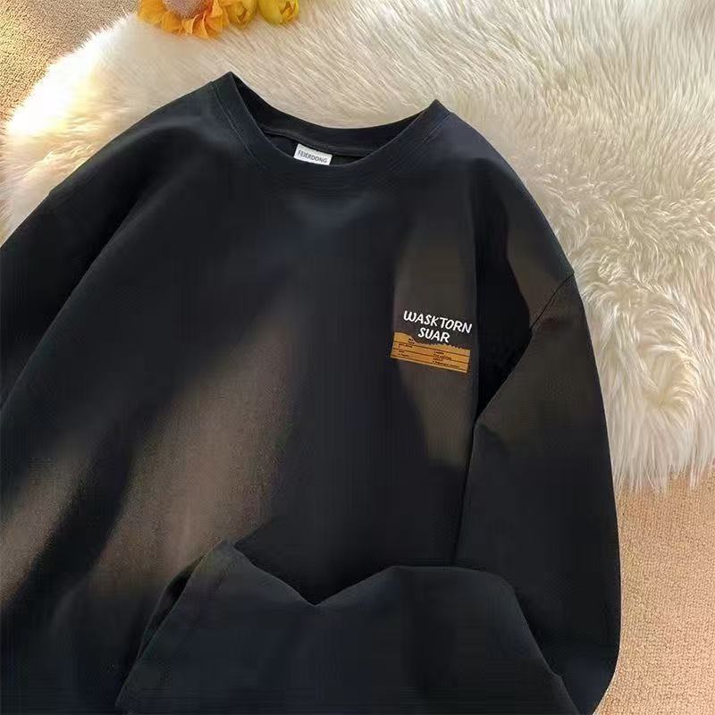 American Retro Long-Sleeved T-Shirts For Men And Women, Spring And Autum Tops, Loose Outer Wear, Bottoming Shirts, Handsome New Trendy Brands - Image 3