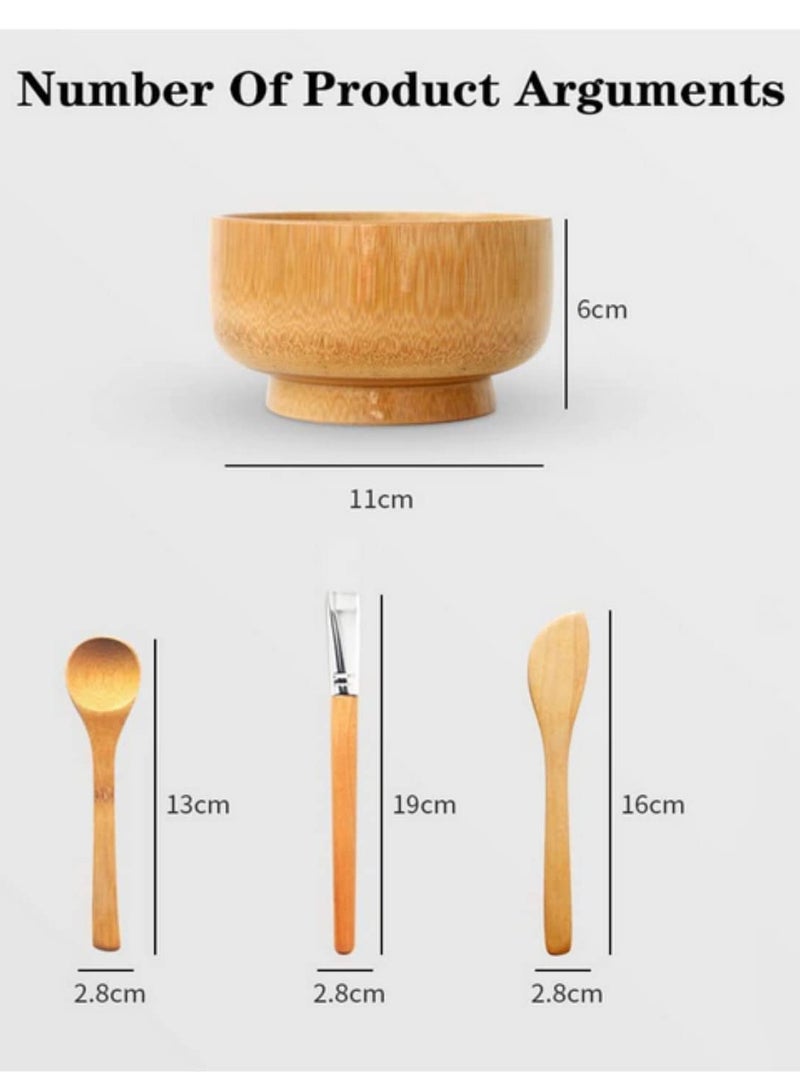 Eco-Friendly Bamboo 4-in-1 DIY Facial Mask Tool Set - Wooden Spatula, Silicone Brush, Mixing Bowl & Spoon for Homemade Skincare, Gentle & Travel-Friendly Beauty Kit - Image 2