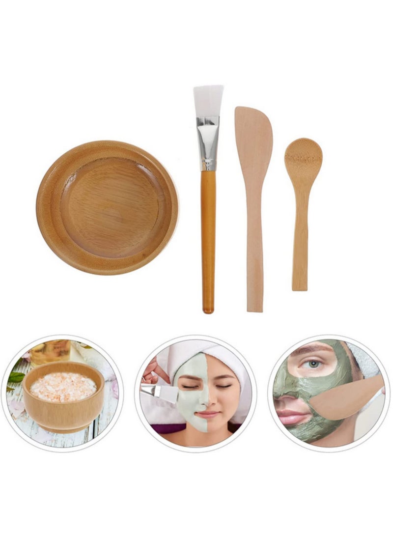 Eco-Friendly Bamboo 4-in-1 DIY Facial Mask Tool Set - Wooden Spatula, Silicone Brush, Mixing Bowl & Spoon for Homemade Skincare, Gentle & Travel-Friendly Beauty Kit - Image 5