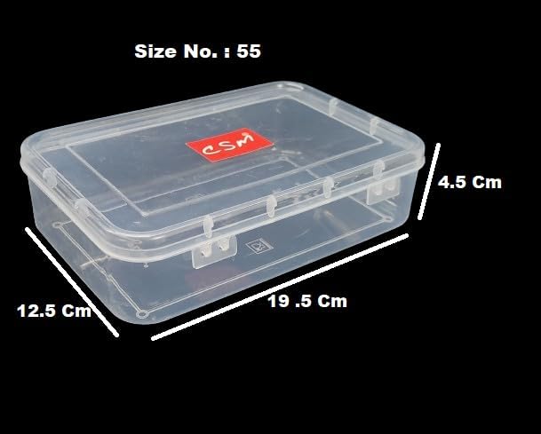 URBAA Plastic Small Storage Boxes Container With Lock Lid (Size No. - 55) (Clear, 19.5 X 13 X 5 CM) - Set Of 6 Boxes, Rectangular - Image 5