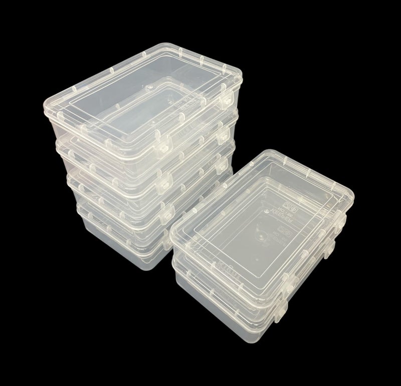 URBAA Plastic Small Storage Boxes Container With Lock Lid (Size No. - 55) (Clear, 19.5 X 13 X 5 CM) - Set Of 6 Boxes, Rectangular - Image 2