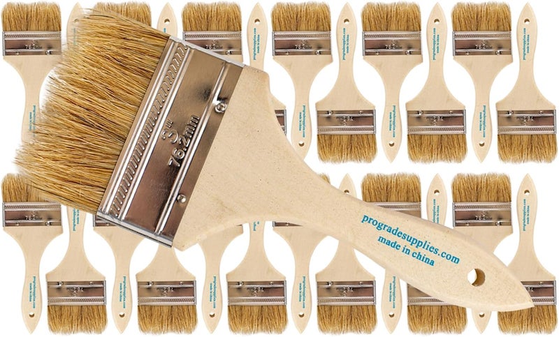 Pro-Grade - Chip Paint Brushes - 24 Ea 3 Inch Chip Paint Brush Light Brown - Image 1