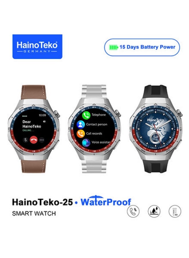 Haino Teko-25 Waterproof Smartwatch with AMOLED Display 3 Interchangeable Straps Voice Assistance and Charging Cable Designed for Men Black - Image 1