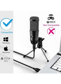 General USB microphone, USB condenser microphone with tripod for gaming, podcasting, Skype chat, YouTube, voiceover, streaming, compatible with Mac PC, laptop, computer  - Image 2
