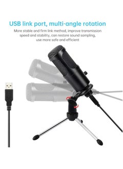 General USB microphone, USB condenser microphone with tripod for gaming, podcasting, Skype chat, YouTube, voiceover, streaming, compatible with Mac PC, laptop, computer  - Image 3