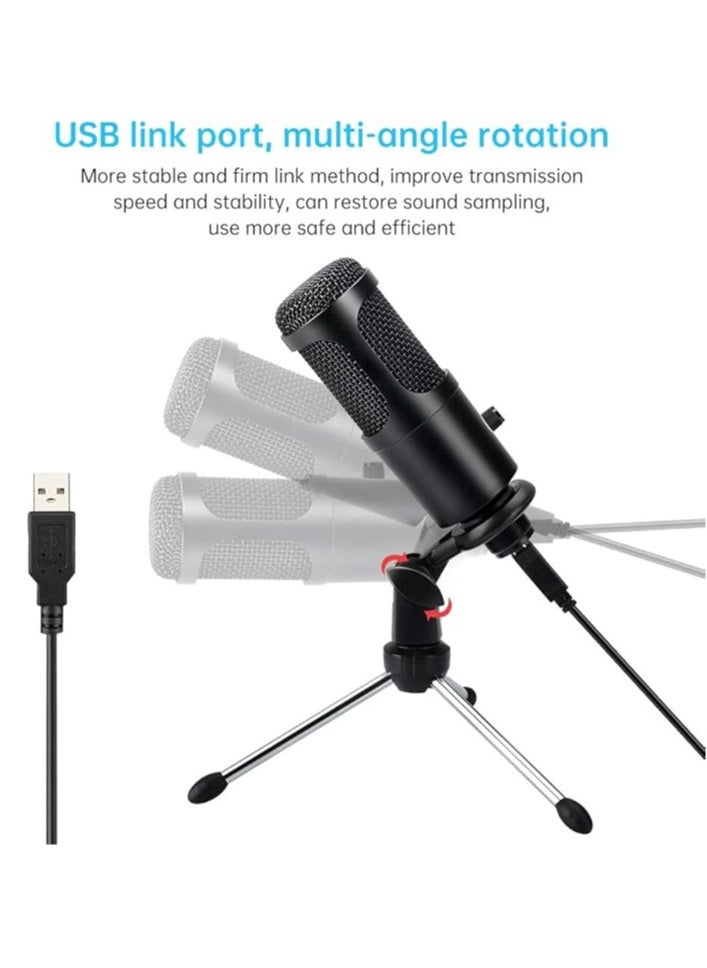 General - USB microphone, USB condenser microphone with tripod for gaming, podcasting, Skype chat, YouTube, voiceover, streaming, compatible with Mac PC, laptop, computer - Image 1