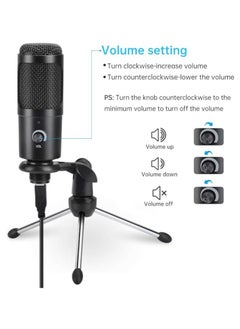 General USB microphone, USB condenser microphone with tripod for gaming, podcasting, Skype chat, YouTube, voiceover, streaming, compatible with Mac PC, laptop, computer  - Image 4