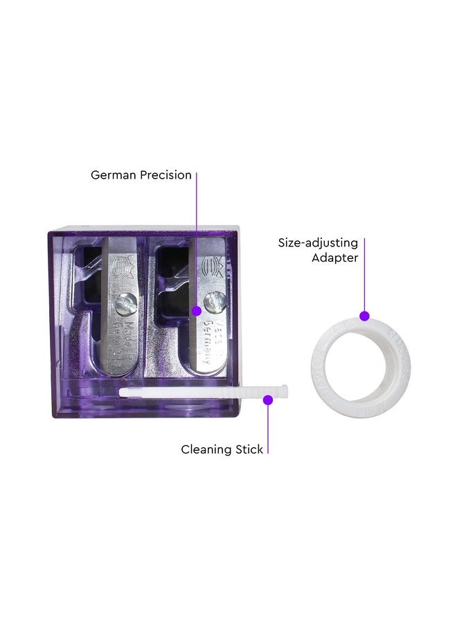 Kokie Kokie Makeup Pencil Sharpener for Lip, Eyebrow, and Eyeliner Pencil, Made in German Stainless Steel Blade, Size-Adjusting Adapter, Cleaning Stick  - Image 3