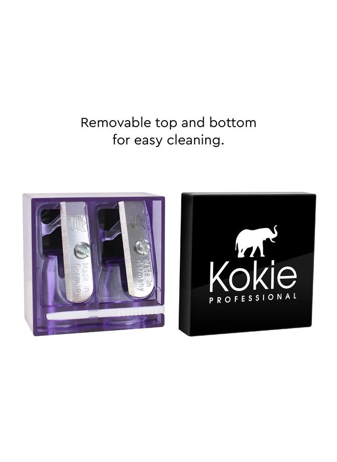 Kokie Kokie Makeup Pencil Sharpener for Lip, Eyebrow, and Eyeliner Pencil, Made in German Stainless Steel Blade, Size-Adjusting Adapter, Cleaning Stick  - Image 2