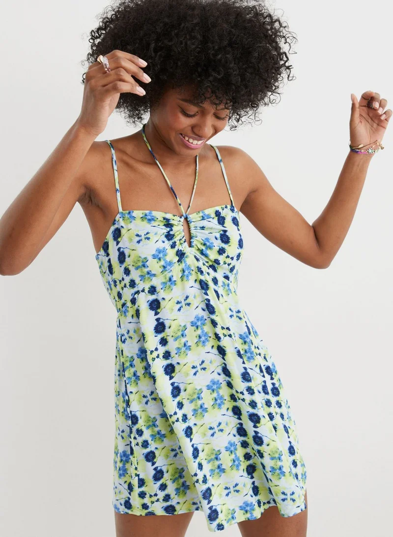 Aerie Floral Print Tie Detail Dress