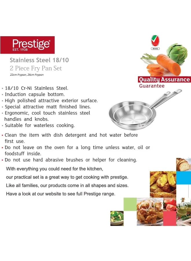 Prestige Prestige Infinity Stainless Steel Twin Frypan Set 22CM+26CM