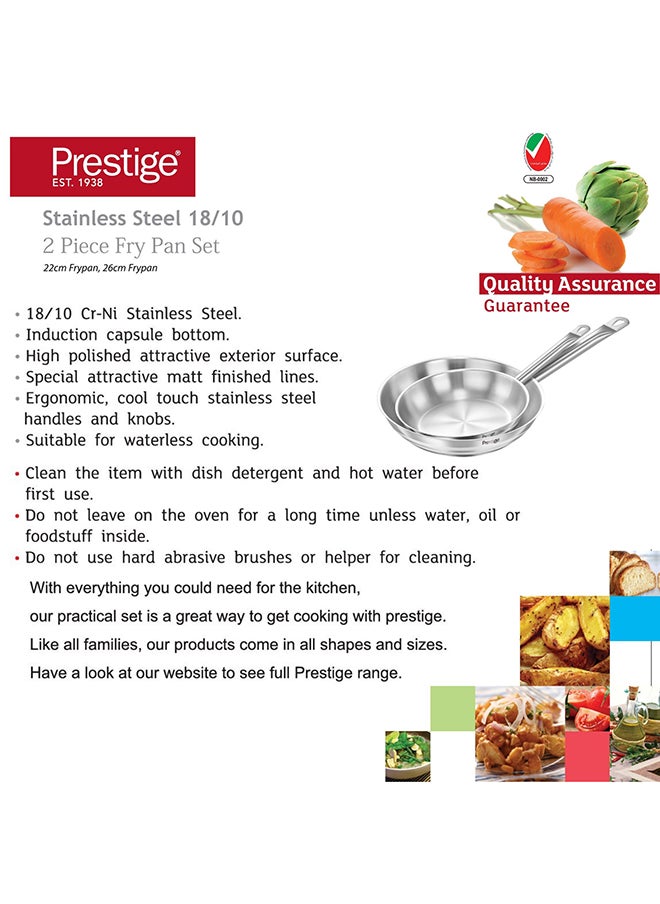 Prestige - 2-Piece Stainless Steel Fry Pan Set 22x26 Cm - Image 1