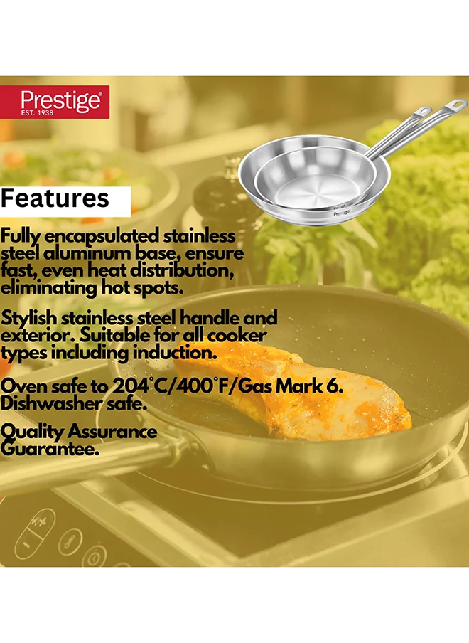 برستيج 2-Piece Stainless Steel Fry Pan Set 22x26 Cm