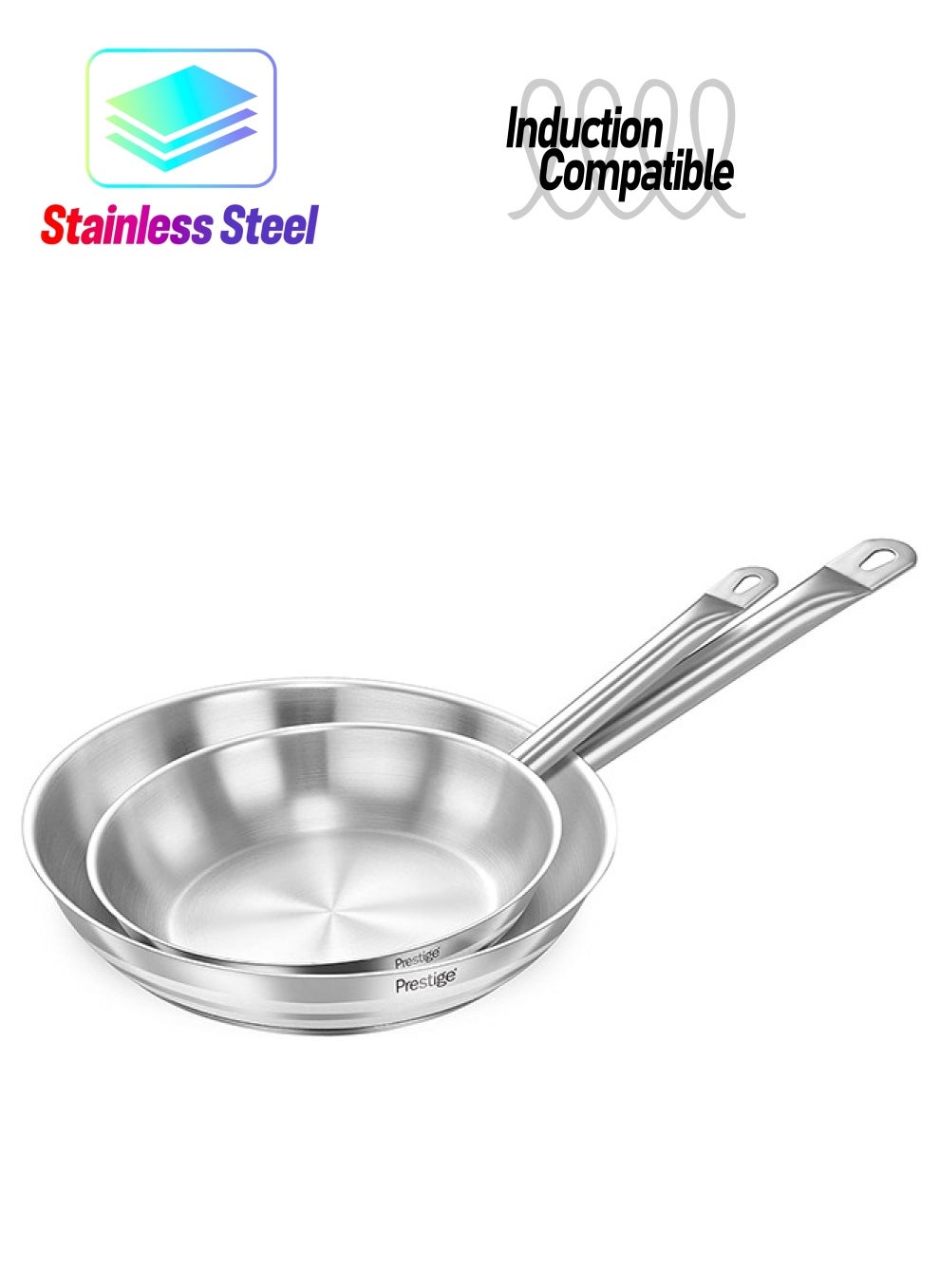 Prestige 2-Piece Stainless Steel Fry Pan Set 22x26 Cm 