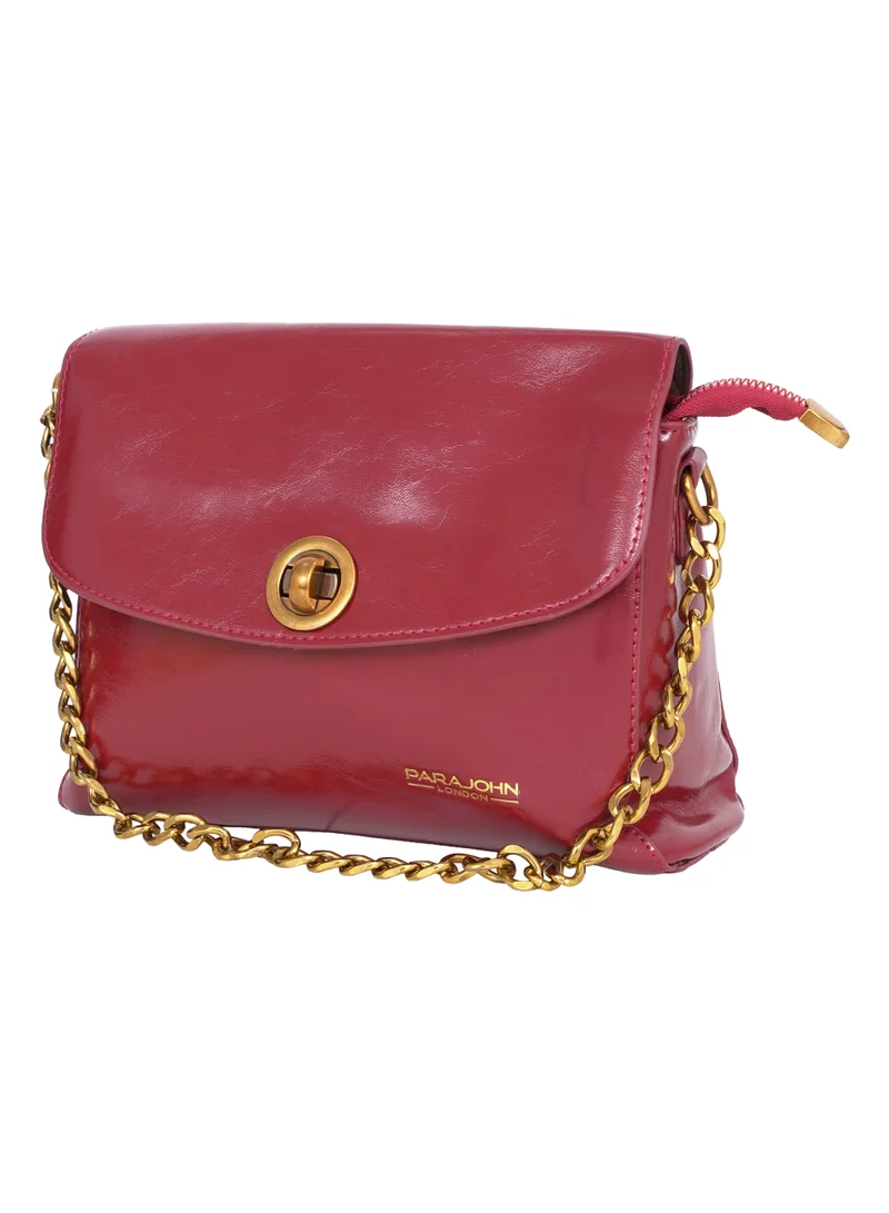 بارا جون حقيبة كروس بودي نسائية Para John London – جلد صناعي مع غطاء أمامي وقفل معدني وسلسلة أنيقة